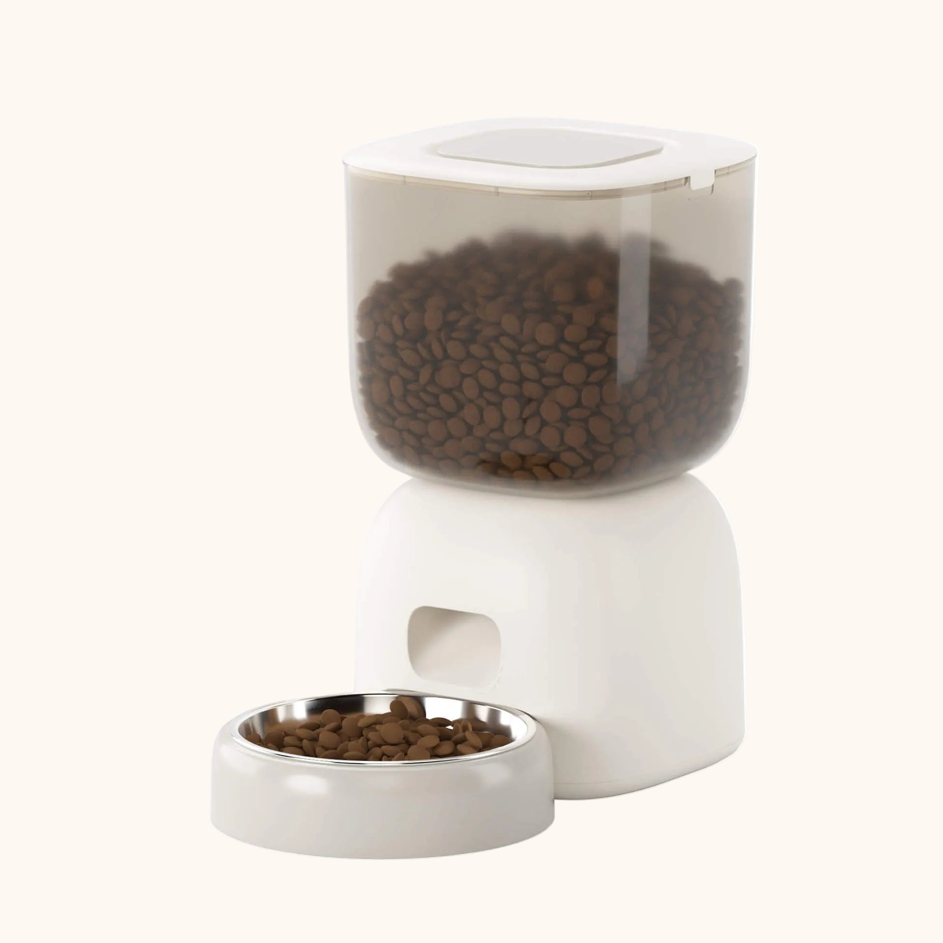  ZampyDish Dispenser per cani automatico  bianco latte, facile da usare e igienico.